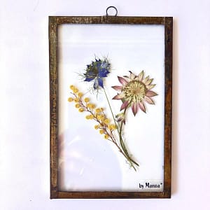Hanglijst 10 x 15 boeket van mimosa, Juffertje-in-het-groen en Zeeuws Knoopje