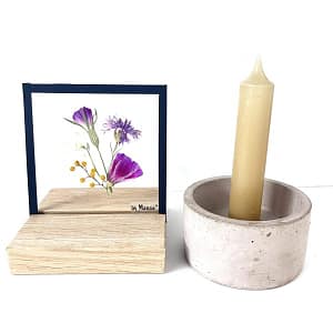 10 x 10  miniboeket met mimosa en korenbloem