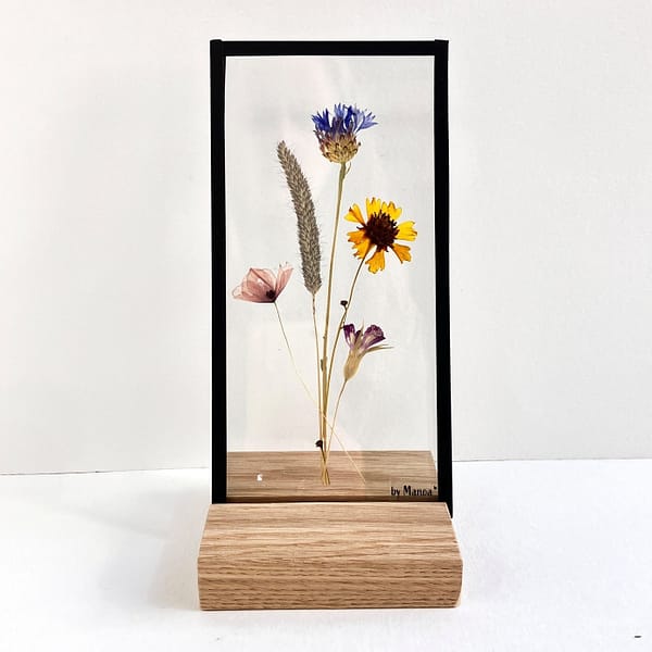 Lijst met een boeket met o.a. klaproos en korenbloem  10 x 20